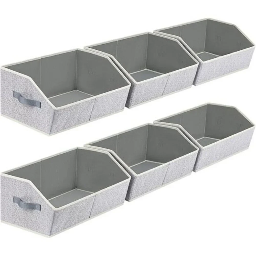 Closet Storage Bins 6 Pack Large Fabric Organizer Baskets with Handles Collapsib